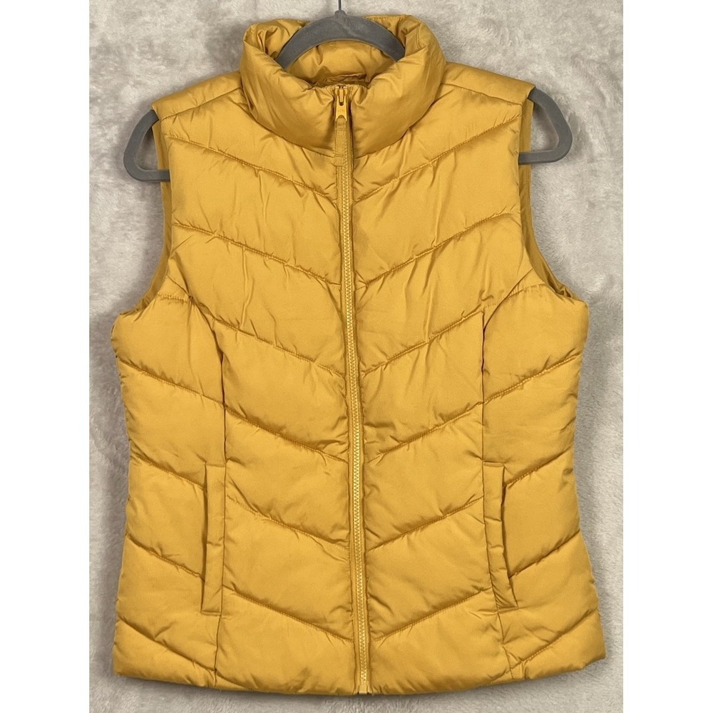Aeropostale Women's Puffer Vest Mustard‎ Yellow Gold Medium M Quilted Warm Aero
